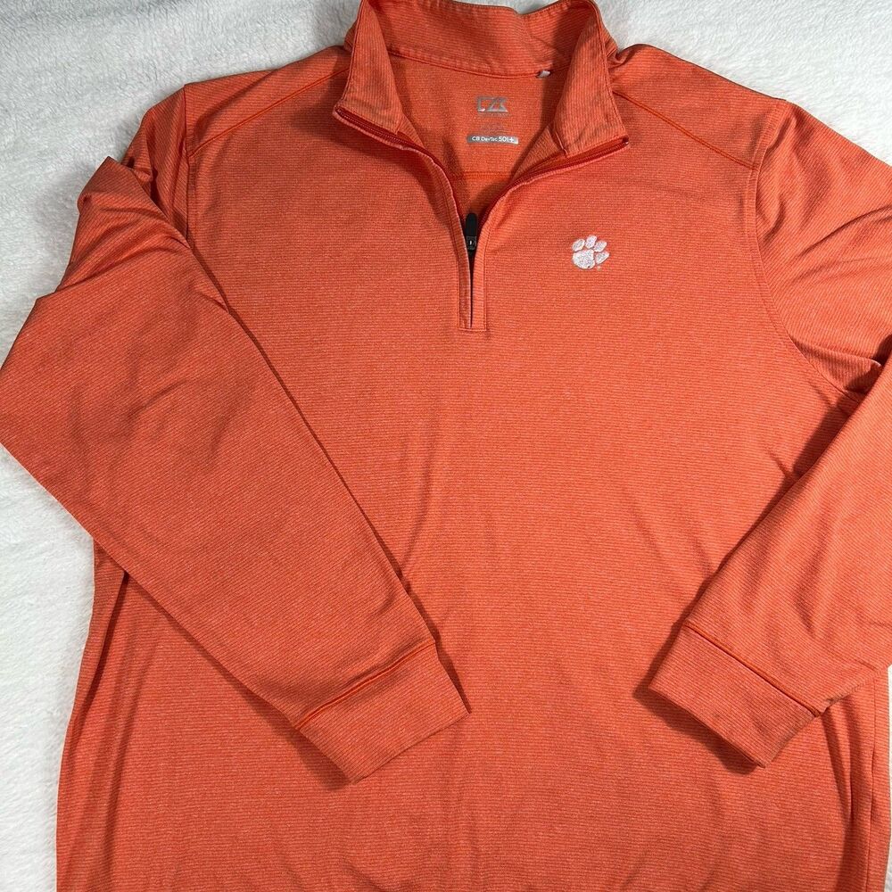 Clemson Tigers Orange Cutter Buck ¼ Zip LS Pullover Size XL DryTec 50+